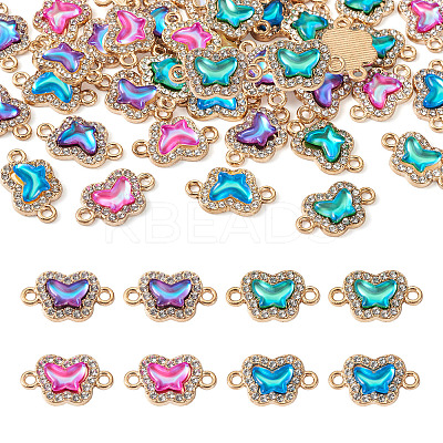 48Pcs 4 Colors Alloy Crystal Rhinestone Connector Charms FIND-SW0001-26-1