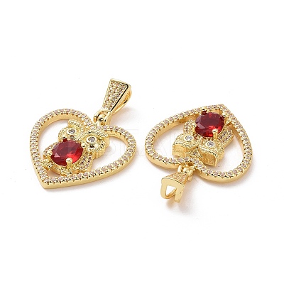 Brass Micro Pave Clear Cubic Zirconia Pendants ZIRC-F134-18G-01-1