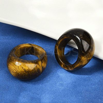 Natural Tiger Eye Finger Rings for Unisex RJEW-C128-01E-1