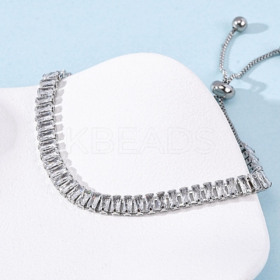 304 Stainless Steel with Clear Cubic Zirconia Link Chain Bracelets BJEW-G754-03P-01-1
