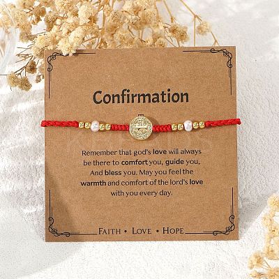 Brass Saint Medal Braided Bracelets EA4269-2-1