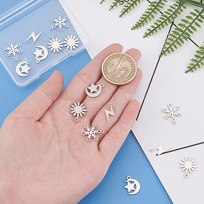 16Pcs 4 Style 201 Stainless Steel Pendants STAS-DC0001-69-1