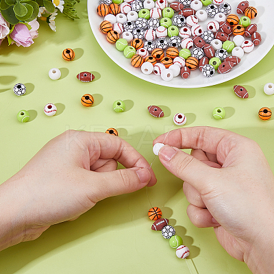120Pcs 6 Styles Craft Style Acrylic Beads MACR-DC0001-19-1