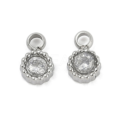 304 Stainless Steel Micro Pave Cubic Zirconia Pendants STAS-I325-024P-1