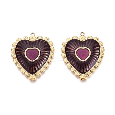 304 Stainless Steel and Enamel Pendants X-STAS-T068-103B-G-1