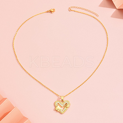 Brass Micro Pave Cubic Zirconia Pendant Necklaces EB4525-2-1