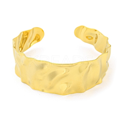 Ion Plating(IP) 304 Stainless Steel Textured Open Cuff Bangles for Women STAS-M001-15G-1