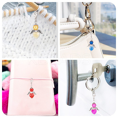 Angel ABS Plastic Imitation Pearl & Alloy Pendant Decorations HJEW-TA00236-1