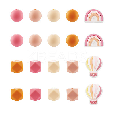 50Pcs 10 Style Food Grade Eco-Friendly Silicone Beads SIL-BT0001-03-1