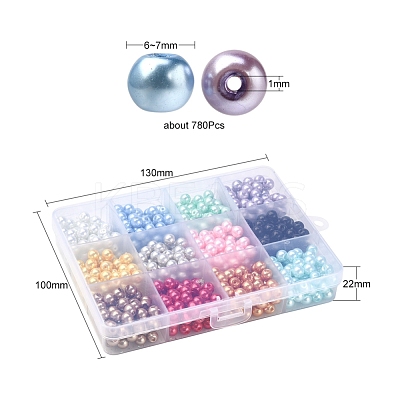 780Pcs 12 Colors Baking Paint Glass Pearl Beads HY-YW0001-03B-1
