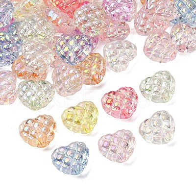 UV Plating Transparent Crackle Acrylic Beads OACR-G052-10D-1