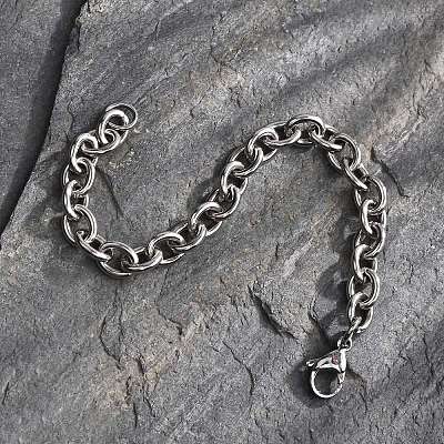 Tarnish Resistant 304 Stainless Steel Cable Chain Bracelets X-BJEW-I238-09P-1