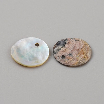 Natural Akoya Shell Flat Round Pendants BSHE-WH0002-04C-1