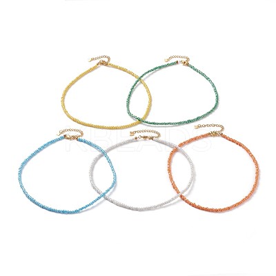 Round Glass Seed Beaded Necklaces NJEW-JN03207-1