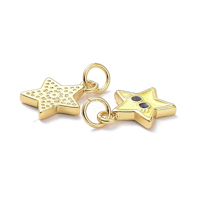 Real 18K Gold Plated Brass Enamel Charms KK-L206-019G-01-1