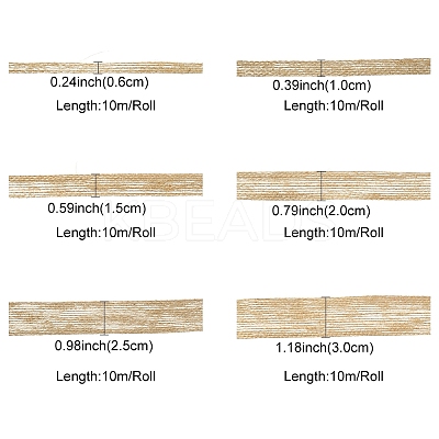6Rolls 6 Styles Braided Burlap Ribbon OCOR-YW0001-22-1