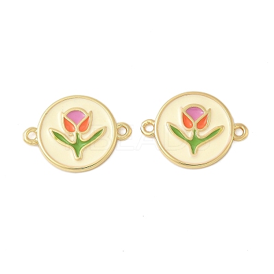 Brass Colorful Enamel Connector Charms KK-C110-10G-1
