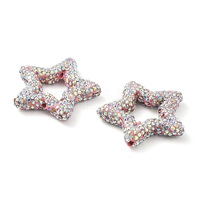 Star Shape Polymer Clay Rhinestone Beads CLAY-NH0001-06G-1