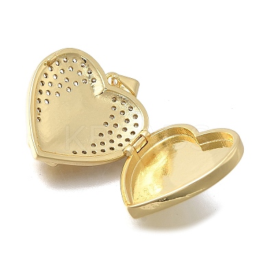 Brass Micro Pave Clear Cubic Zirconia Locket Pendants KK-D431-031A-G-1