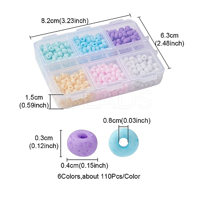660Pcs 6 Colors Handmade Frosted Porcelain Beads PORC-YW0001-01-1