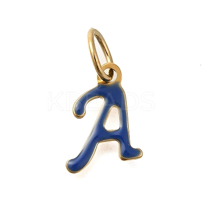 Ion Plating(IP) 304 Stainless Steel Enamel Alphabet Charms STAS-F308-02G-A-1