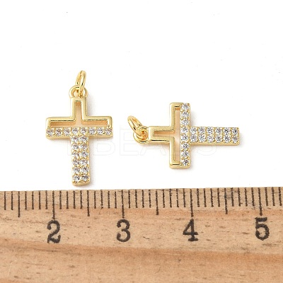 Brass Micro Pave Clear Cubic Zirconia Pendants KK-Q031-35G-03-1