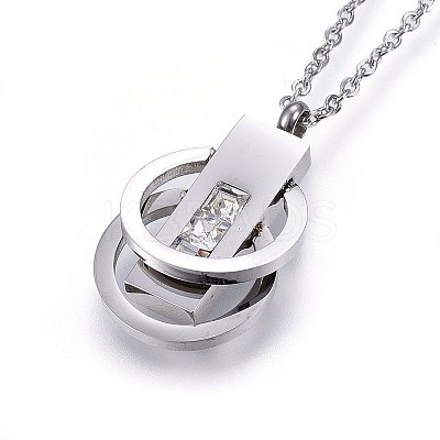 304 Stainless Steel Pendant Necklaces NJEW-G315-02P-1