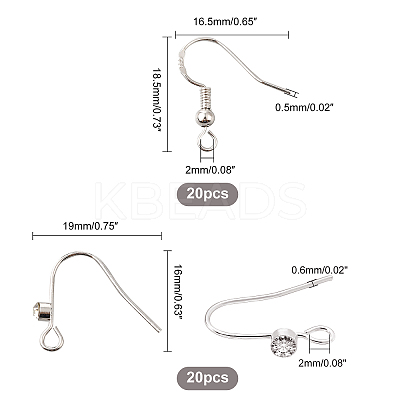 40Pcs 2 Style Brass Earring Hooks KK-PH0002-71-1