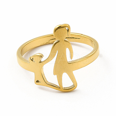 Ion Plating(IP) 304 Stainless Steel Mother and Daughter Adjustable Ring for Mother's Day RJEW-B027-09G-1