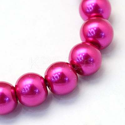 Baking Paint Pearlized Glass Pearl Round Bead Strands X-HY-Q330-8mm-17-1