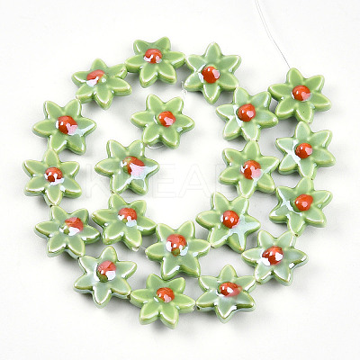Glazed Porcelain Beads Strands PORC-N008-10D-1