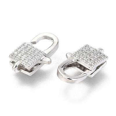 Brass Micro Pave Cubic Zirconia Lobster Claw Clasps ZIRC-O038-25P-1