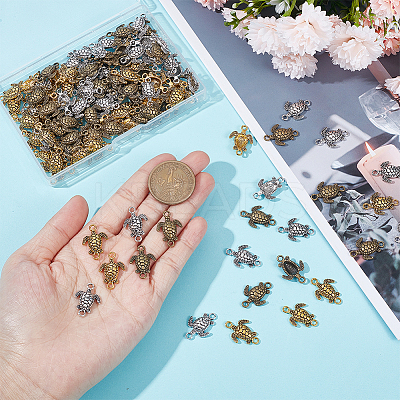 120Pcs 3 Colors Tibetan Style Zinc Alloy Connector Charms FIND-NB0003-83-1
