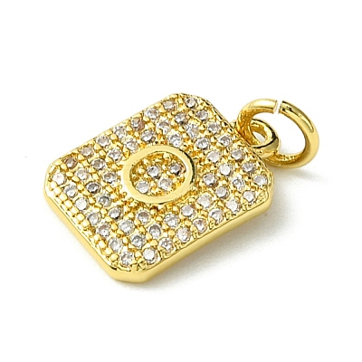 Rack Plating Brass Micro Pave Clear Cubic Zirconia Charms KK-G501-01O-G-1
