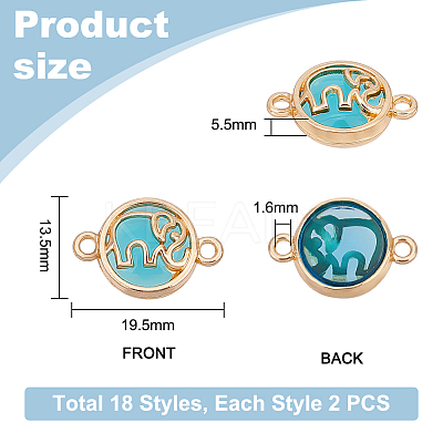 36Pcs 18 Styles Glass Connector Charms GLAA-PH0002-80-1