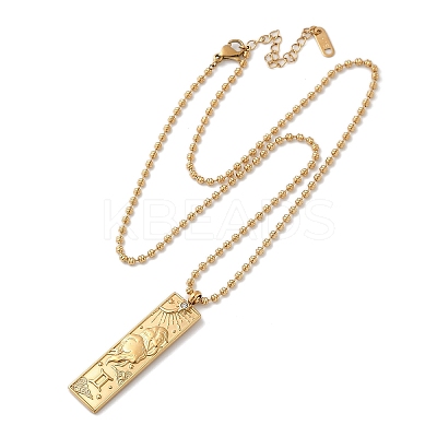 304 Stainless Steel Clear Cubic Zirconia Rectangle Constellation Pendant Necklaces for Women Men NJEW-S435-01G-C-1