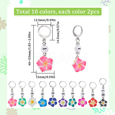 Polymer Clay Flower Pendant Locking Stitch Markers HJEW-SC00068-1
