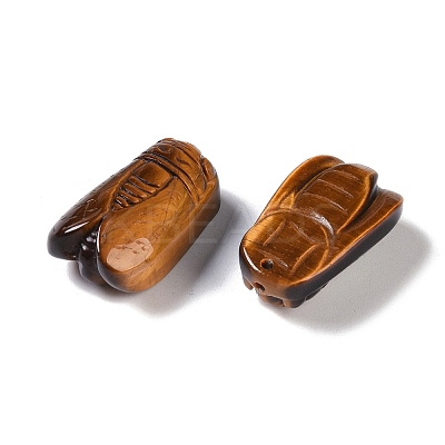 Natural Tiger Eye Carved Insect Pendants G-I361-04A-1