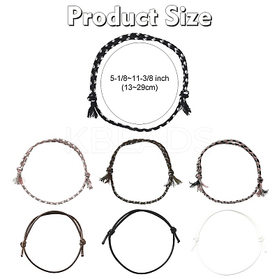 14Pcs 7 Colors Cotton Cord Bracelet Set for Men Women BJEW-FS00025-04-1