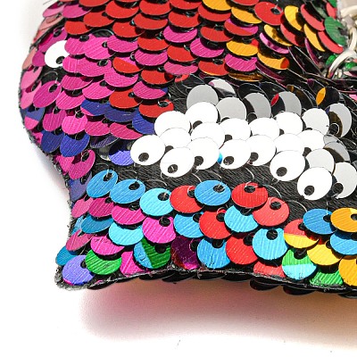 PVC Reflective Sequin Heart Pendant Keychain LS-KEYC-L033-01P-04-1