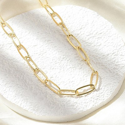 Brass Paperclip Chain Necklaces NJEW-A042-17G-01-1