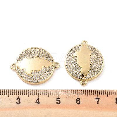 Rack Plating Brass Micro Pave Clear Cubic Zirconia Honduras Map Links Connector Charms KK-C063-23G-1
