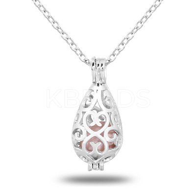 Imitation Pearl Cage Pendant Necklace MAND-PW0001-90C-1