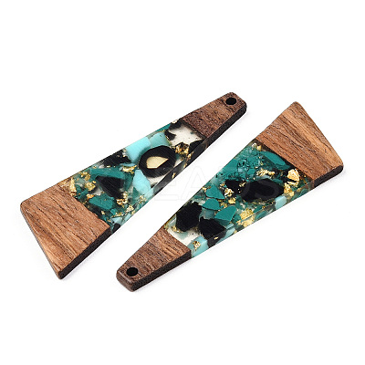 Transparent Resin & Walnut Wood Big Pendants RESI-TAC0017-71-A02-1