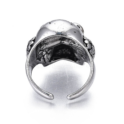 Gothic Punk Skull Alloy Open Cuff Ring for Men Women RJEW-T009-58AS-1