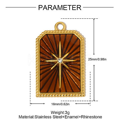 304 Stainless Steel Enamel Pendants STAS-OY004-77G-1