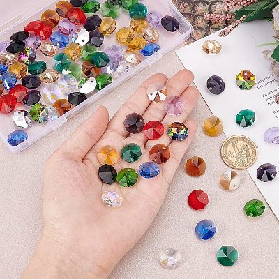 96Pcs 12 Colors Electroplate Glass Links Connectors EGLA-FH0001-17-1
