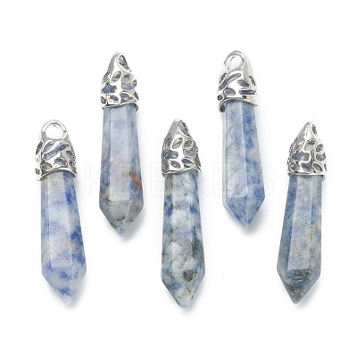 Bullet Natural Blue Spot Jasper Pointed Pendants G-E332-C36-1