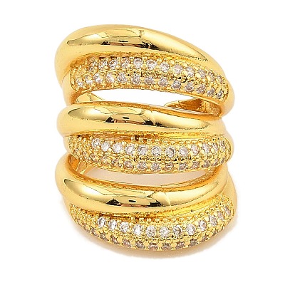 Brass Micro Pave Cubic Zirconia Cuff Rings RJEW-S392-15G-1