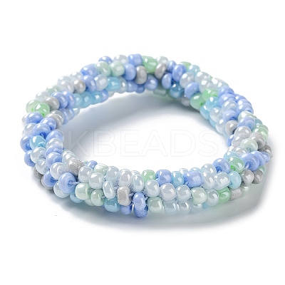 Crochet Glass Beads Braided Stretch Bracelet BJEW-K232-01Q-1